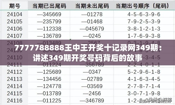7777788888王中王开奖十记录网349期:讲述349期开奖号码背后的故事