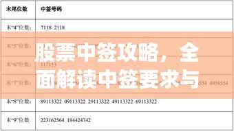 股票中签攻略,全面解读中签要求与流程