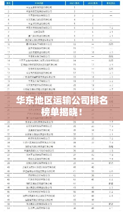 华东地区运输公司排名榜单揭晓!